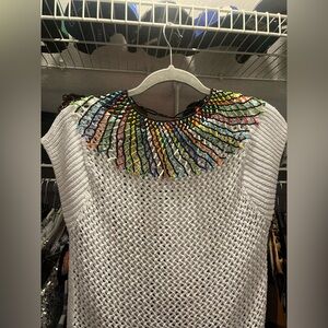 White House Black Market white mesh top